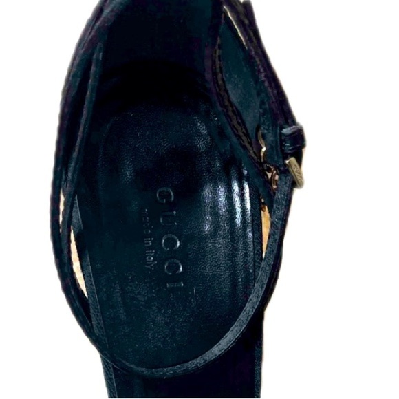 GUCCI GG & Black Leather And Web
Ankle Strap Sandals Size 10B - Picture 15 of 15